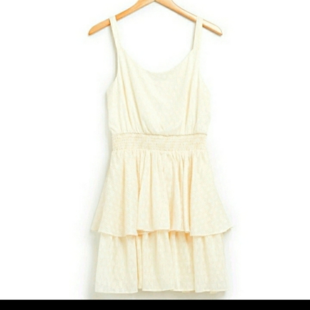 Nwt Express textured metallic tiered ruffle dress size large